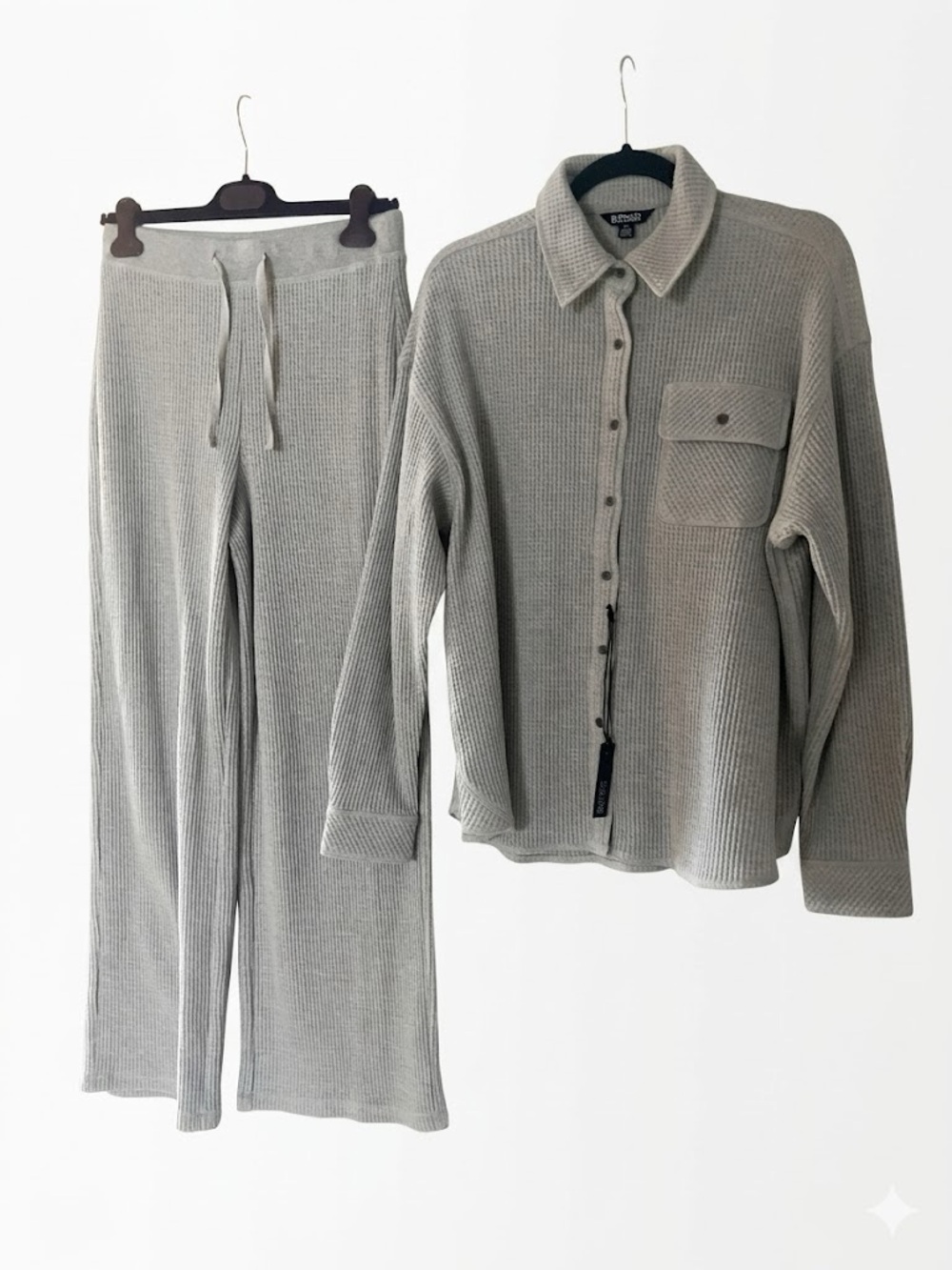 Buffalo Lounge Set Pants and Top Waffle knit Grey New with Tags Small